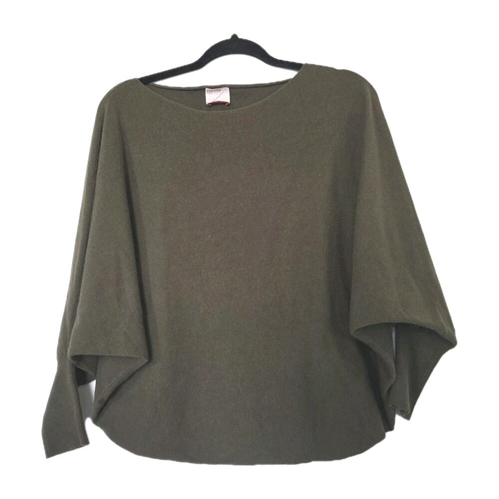 Kerisma Sweater Womens M/L Olive Green Oversized Dolman Bat Sleeve Coastal Boho